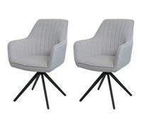 Mendler Lot de 2 chaises de Salle à Manger HWC-L79 Tissu/Textile crème-Beige