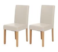 Mendler - Lot de 2 chaises de séjour Littau - Simili-cuir blanc, pieds clairs