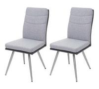 2x chaise de salle à manger HWC-G54 tissu et similicuir acier inox brossé gris