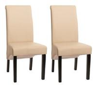 2x Chaise De Salle À Manger Chaise De Cuisine Chaise M37 Cuir, Crème, Pieds Foncés Multicolore