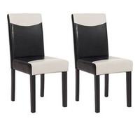 Mendler Chaises de séjour Littau – simili-cuir noir/crème, pieds foncés – Lot de 2