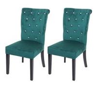 2x Chaise À Manger Hwc-D22, Chaise De Cuisine, Velours Riveté Vert Foncé, Pieds Noirs Multicolore
