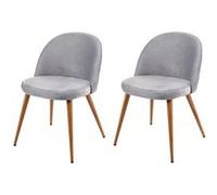 2x chaise de salle à manger HWC-D53, fauteuil, style rétro années 50, en velours gris clair