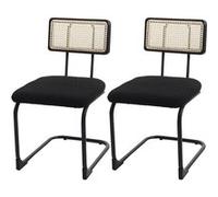 Lot De 2 Chaises À Piétement Luge Hwc-K88, Chaise À Dossier, Bois Rotin Métal Bouclé Tissu/Textile Noir Multicolore