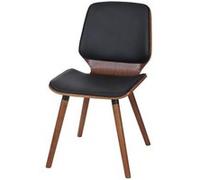 2x Chaise de salle à manger HWC-B16, bois courbé, rétro, aspect noyer - similicuir noir