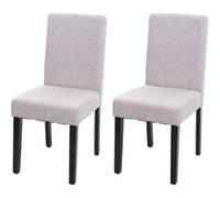 Mendler Chaises de salle à manger Littau – Lot de 2, textile beige crème, pieds foncés