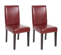 Mendler Chaises de séjour Littau – Simili-cuir, brun rouge, pieds foncés – Lot de 2