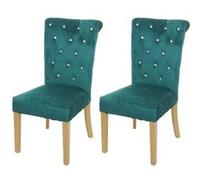 2x chaise de salle à manger HWC-D22, chaise de cuisine, velours riveté vert foncé, pieds dorés
