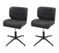 2x Chaise de salle à manger HWC-H42, pivotante, réglable en hauteur tissu, gris foncé, pied noir