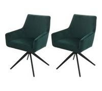 Mendler Lot de 2 chaises de salle à manger HWC-L91 Auto-Position tissu/textile vert