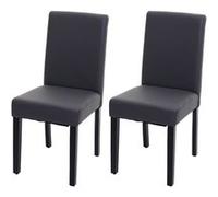 Mendler Chaise de salle à manger Littau imitation cuir gris mat pieds foncés multicolore Lot de 2
