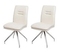 Lot De 2 Chaises De Salle À Manger Hwc-H70, Chaise De Cuisine Tissu/Textile Inox Brossé Crème-Beige Multicolore