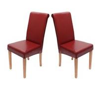 Lot de 2 chaises de séjour Novara II, cuir rouge/pieds clairs