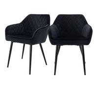 ML-Design Lot de 2 chaises H. 80 cm non pliables intérieurs en plastique noir