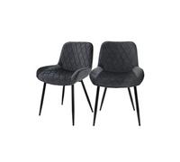ML-Design Set de 2 Chaises de Salle à Manger - Anthracite - Style Rétro - Assise Rembourrée en Velours - Pieds en Métal Noir - Dossier et Accoudoirs - Fauteuil Moderne de Salon/Bureau/Chambre/Cuisine