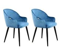 Lot de 2 Chaises en Velours "Joris" 77cm Bleu bleu G