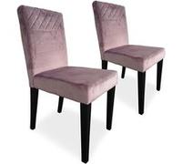 Menzzo Lot de 2 chaises matelassées Milo Velours Rose