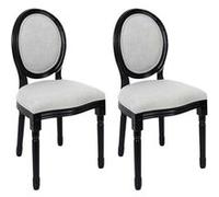 Chaise - Home Deco Factory - Eleonor - Tissu - Noir Et Gris