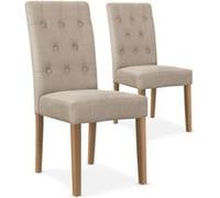 Lot de 2 chaises capitonnées en tissu beige - MENZZO - Cecil - Contemporain - Design - Salle à manger