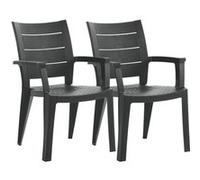 Lot de 2 chaise pegane exterieur empilable non pliable en resine H. 90 cm gris Gris G