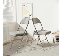 Lot de 2 Chaise Pliante - MIPAN - Chaise Pliante Salle A Manger - Pliable Chaise Visiteur Pliable en Cuir de Cuisine - Gris