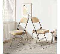 Lot de 2 Chaise Pliante - MIPAN - Chaise Pliante Salle A Manger - Pliable Chaise Visiteur Pliable en Cuir de Cuisine - Jaune