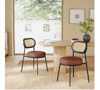 Lot de 2 Chaise Salle a Manger en Rotin PE Boho - VASAGLE - Marron Café - Vintage