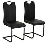 Lot de 2 chaise vidaxl en acier non pliable H. 100 cm interieur noir Noir G