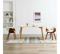 2x Bois Courbé Chaises de Salle à Manger Crème Tissu Dîner Cuisine vidaXL