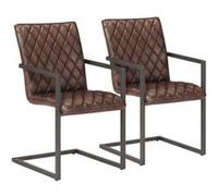 vidaXL Chaises à manger cantilever lot de 2 marron cuir véritable
