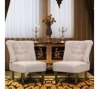 vidaXL Fauteuil de Style France 2 pcs Crème Tissu