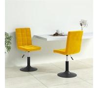 vidaXL Chaises pivotantes de salle à manger Lot de 2 – Hauteur réglable Velours Jaune moutarde