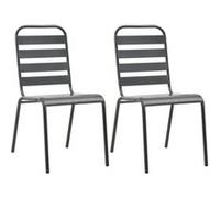 4x Chaises d'Extérieur Design à Lattes Acier Salle à Manger Patio vidaXL