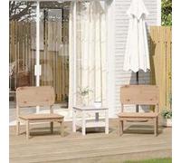 Lot de 2 chaise exterieur non pliable H. 72 cm en bois massif marron