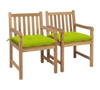 Lot de 2 chaise vidaxl exterieur non pliable H. 90 cm en teck vert Vert G