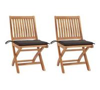 Lot de 2 chaise vidaxl exterieur pliable en bois massif H. 88 cm marron marron G