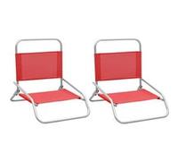 Lot de 2 chaise vidaxl exterieur pliable H. 58 cm en acier rouge Rouge G