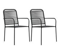 vidaXL Chaises de jardin – Lot de 2 corde en coton et acier noir