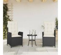 Lot de 2 chaise Vidaxl H. 93 cm empilable non pliable en rotin exterieur noir Noir G