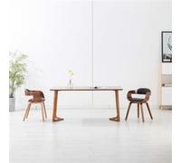 Chaises de salle à manger - VIDAXL - Gris foncé - Tissu et bois courbé - Lot de 2