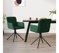 Vidaxl Chaises Pivotantes De Salle À Manger 2 Pcs Vert Foncé Velours Vert