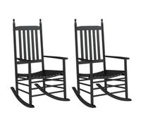 Lot de 2 chaises à bascule avec sièges incurvés en bois de peuplier noir, ergonomiques, avec accoudoirs et sommier à lattes, pour salon, chambre à coucher, terrasse et lecture relaxante