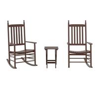Lot de 2 chaises à bascule avec table basse pliable en bois de peuplier | Bois de peuplier massif, balançoire ergonomique, table pliante, utilisation intérieure et extérieure, nettoyage facile