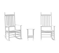 Lot de 2 chaises à bascule avec table pliante blanche en bois massif de peuplier - Fauteuil de relaxation ergonomique avec larges accoudoirs - Idéal pour se détendre, lire, allaiter dans le salon ou