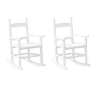 Lot de 2 chaises à bascule pour enfants blanches en bois massif de peuplier avec sommier à lattes et peinture imperméable pour jardin, salon, chambre de bébé pour se détendre et se balancer
