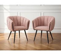 Lot de 2 chaises ADA tissu velours rose BOBOCHIC Rose