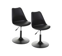 - Lot de 2 Chaises ajustable en hauteur en polypropylène avec coussin - Noir - Aiko