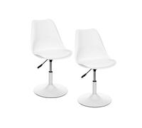 Toilinux - Lot de 2 Chaises ajustables en hauteur en polypropylène avec coussin - Blanc - Aiko noir G