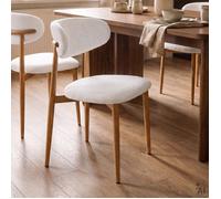Lot de 2 Chaises ARIEL en Tissu Blanc Crème Chaise de Salle à Manger et Cuisine au Look Moderne Assise Rembourrée