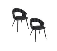 The Home Deco Factory - Lot de 2 chaises assise tressée LUND - Noir - LUND Noir G